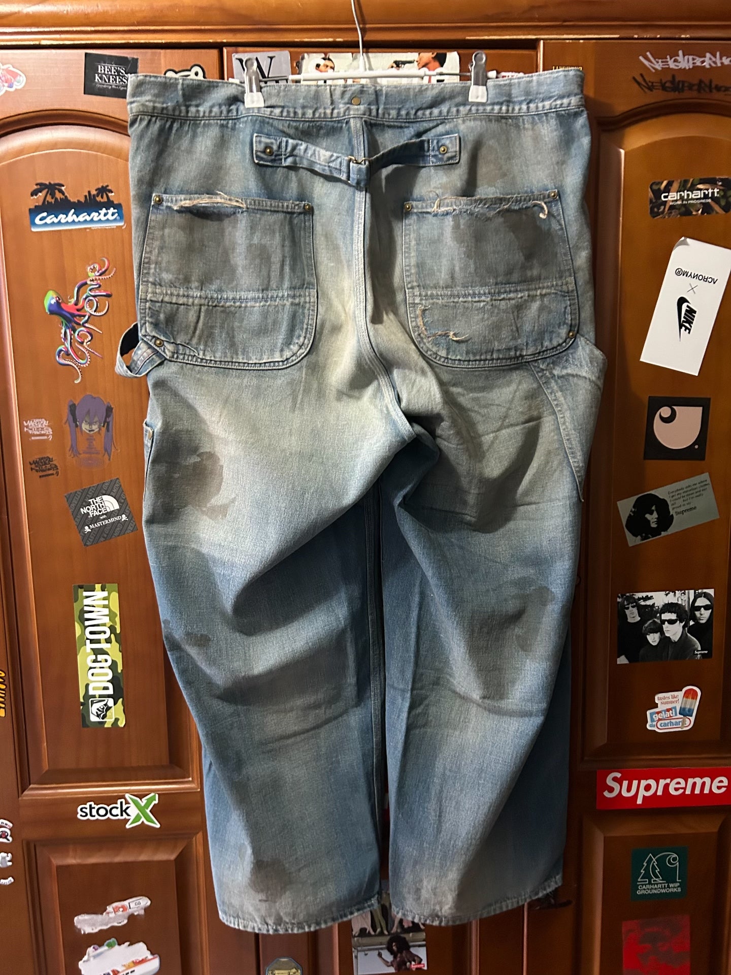 ANACHRONORM Distressed Denim Painter Pants