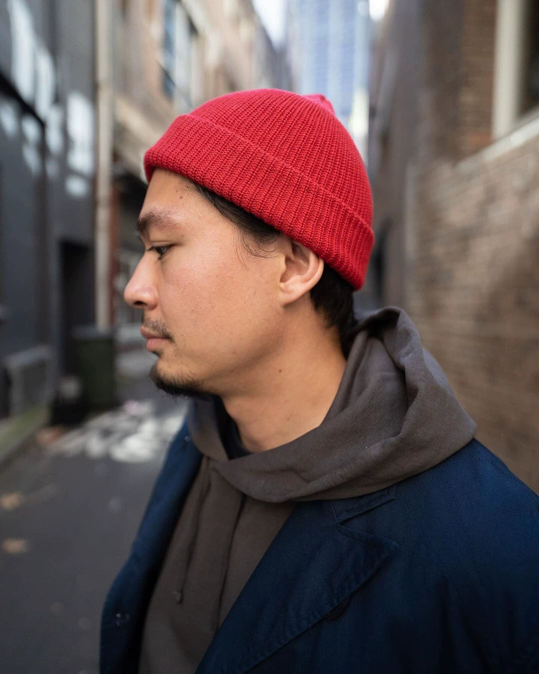 red knit watch cap by knickerbocker
