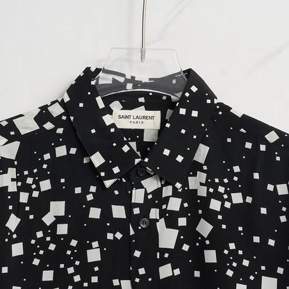 Saint Laurent Square-Pattern Silk Shirt