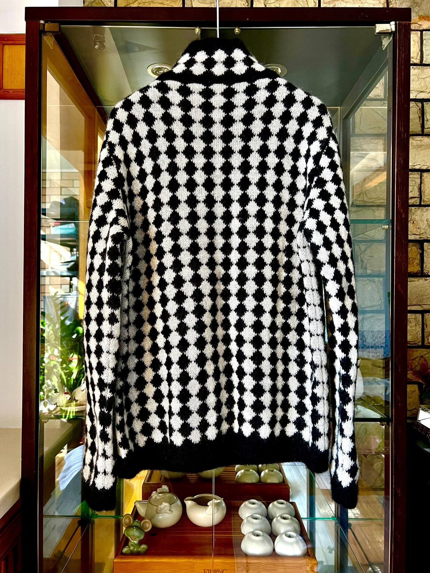 saint laurent black and white check turtleneck
