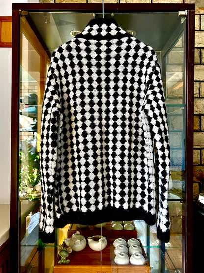 saint laurent black and white check turtleneck