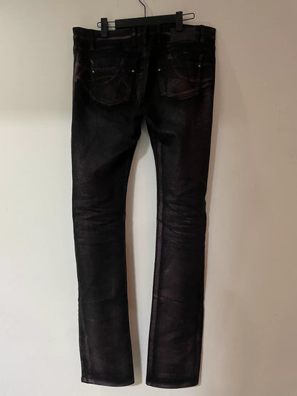 gucci waxed burgundy fitted jeans size 48