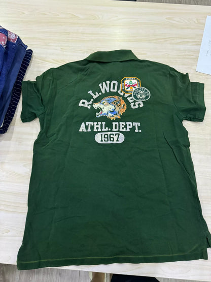 RRL Short Sleeve Polo Shirt in Green