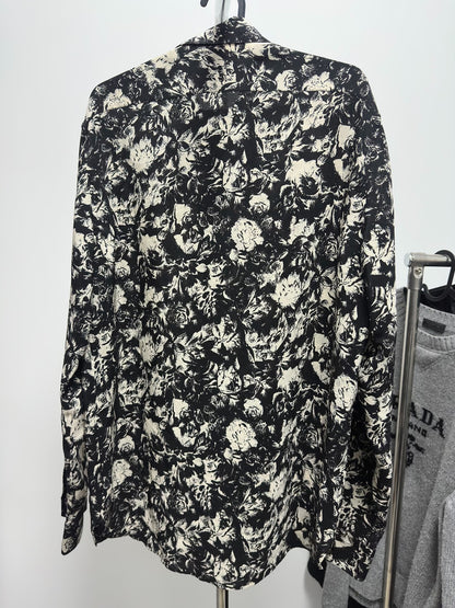 Saint Laurent Black White Floral Shirt