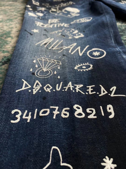 dsquared2 graffiti print skinny jeans