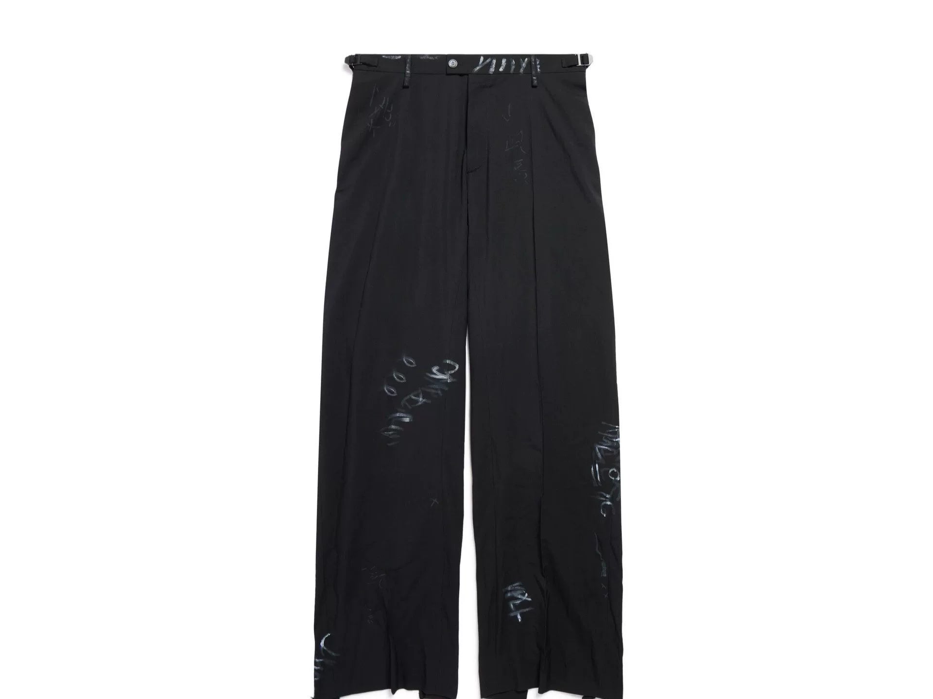 balenciaga black graffiti baggy trousers