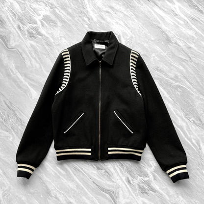 Saint Laurent Striped Zip Baseball Jacket