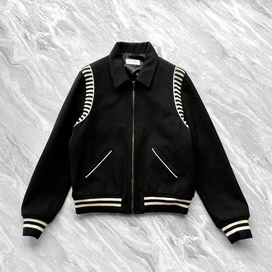 Saint Laurent Striped Zip Baseball Jacket