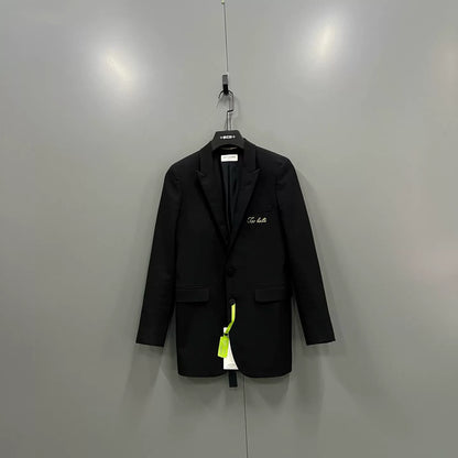 Saint Laurent Black Embroidered Lapel Blazer