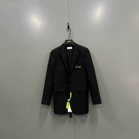 Saint Laurent Black Embroidered Lapel Blazer
