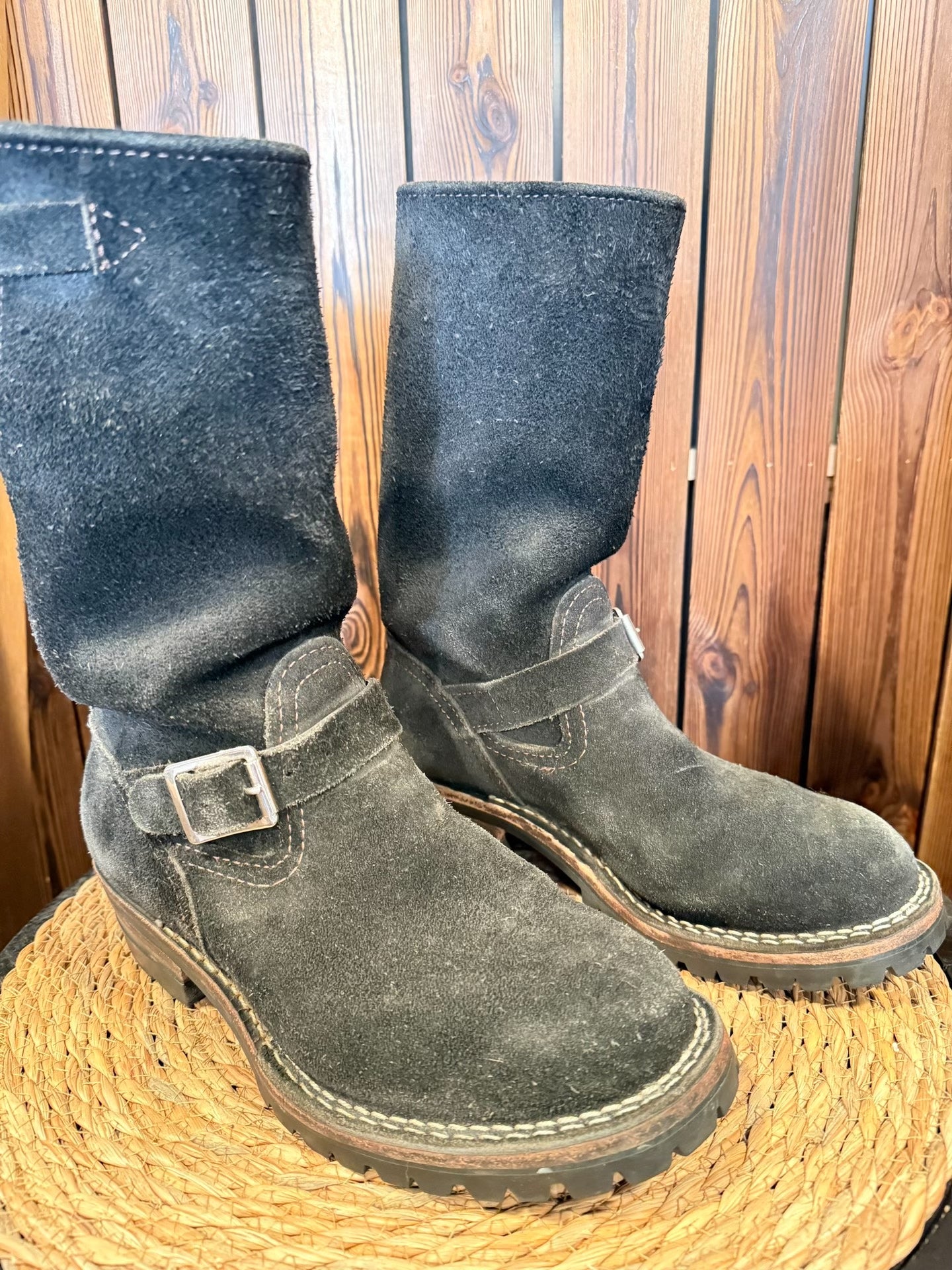Wesco Boss 10" Black Suede Engineer Boots