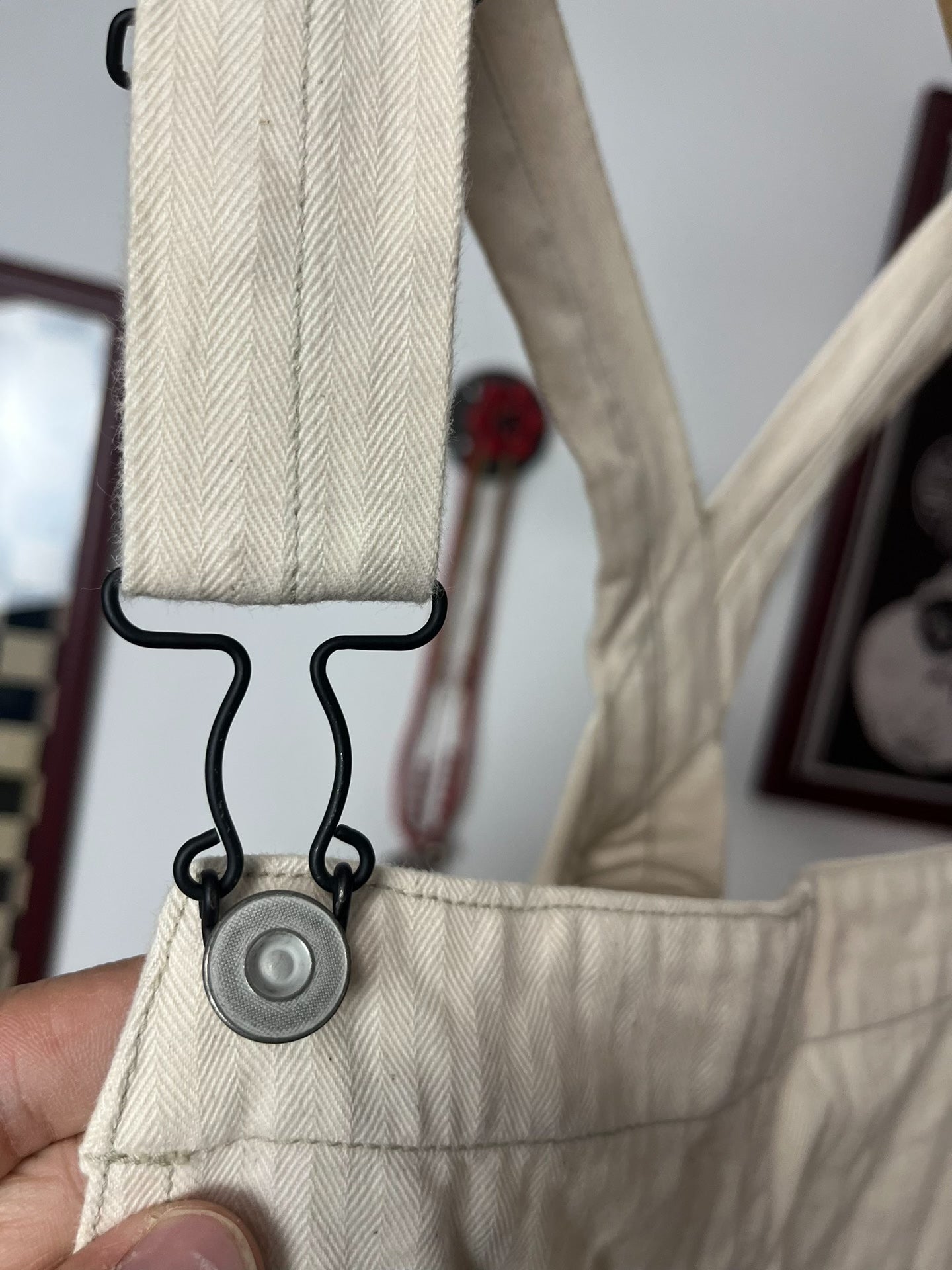 Freewheelers White Herringbone Overalls