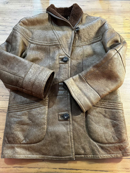 RRL Distressed Shearling Leather Jacket