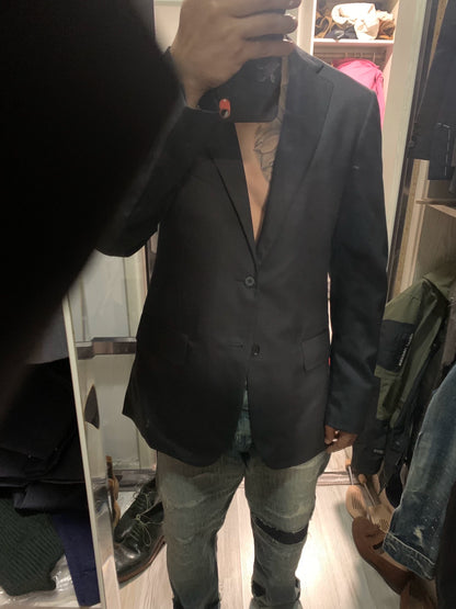 isaia Napoli grey single breasted blazer