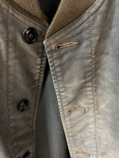 vintage rrl baseball jacket in gray