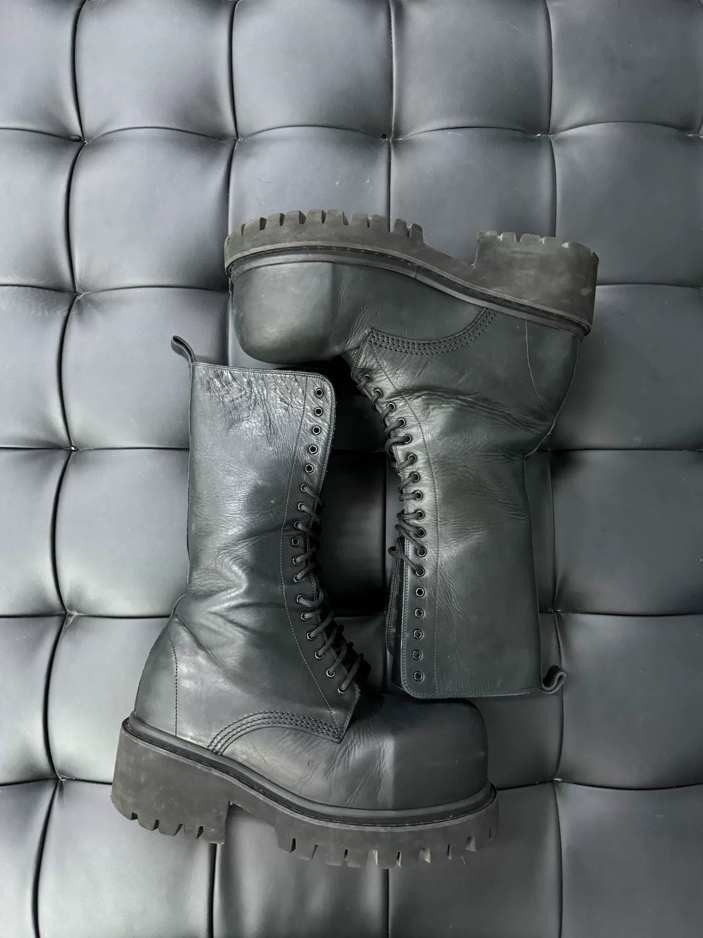 Balenciaga Stomper Black Lace-Up Boots