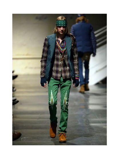 green embroidered denim pants by number(n)ine