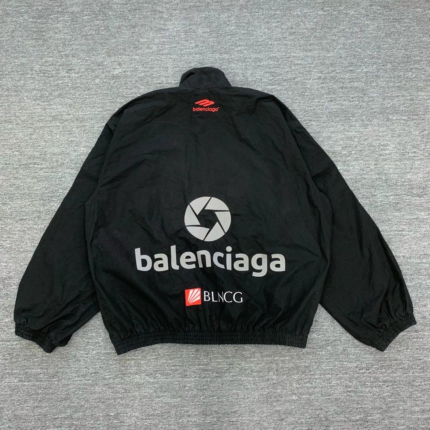 balenciaga black logo racing jacket size xs