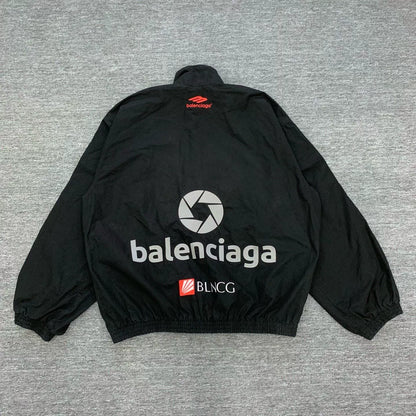 balenciaga black logo racing jacket size xs