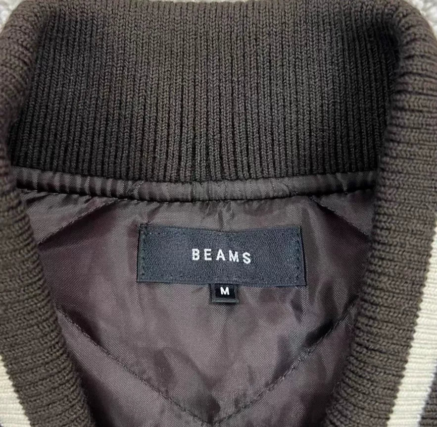 BEAMS Wide Faux Fur Baseball Jacket