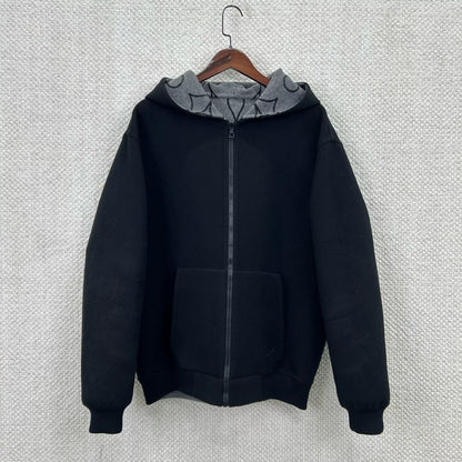 gray floral hoodie with black accents