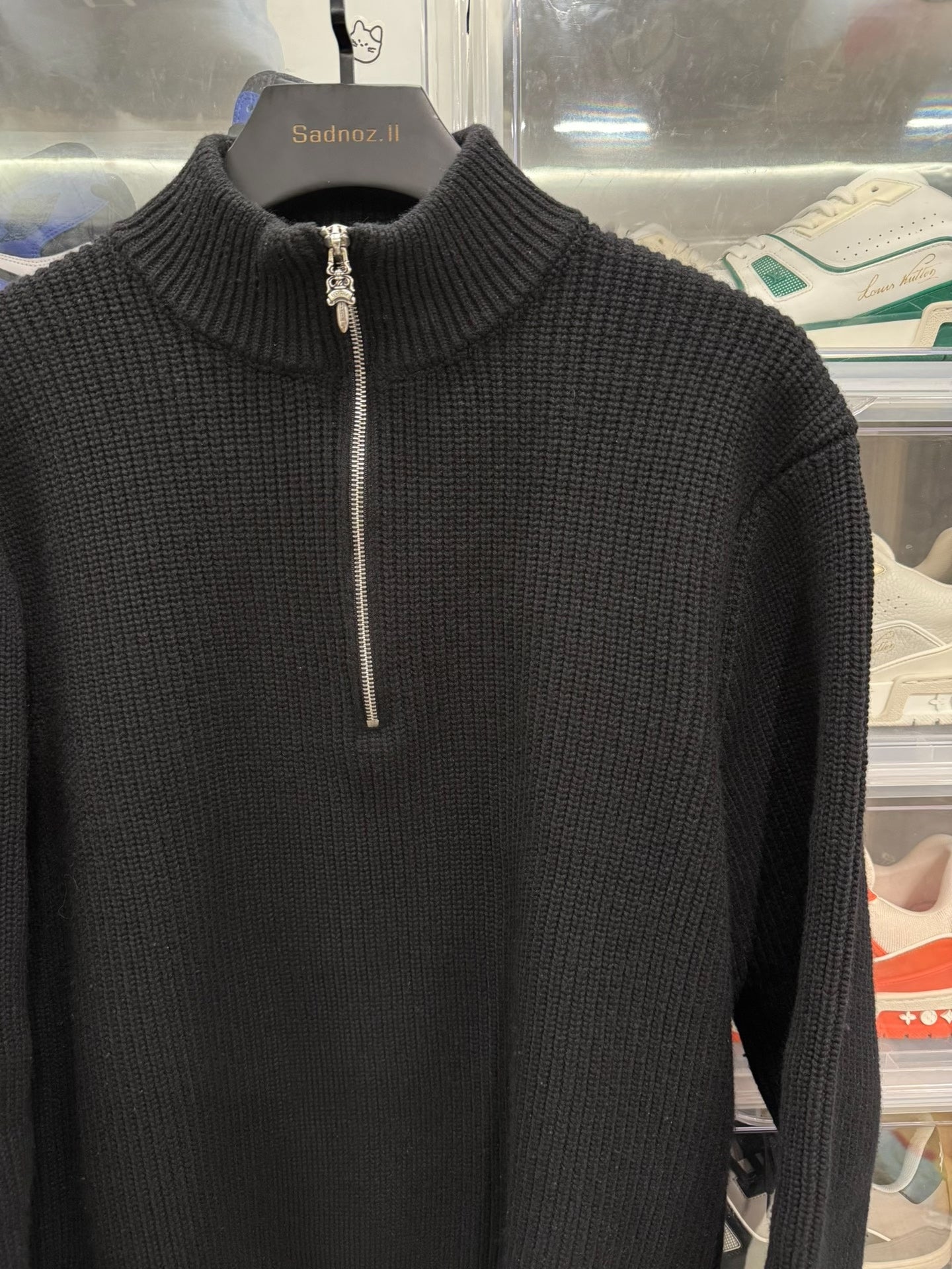 Chrome Hearts Cross Half-Zip Black Sweater