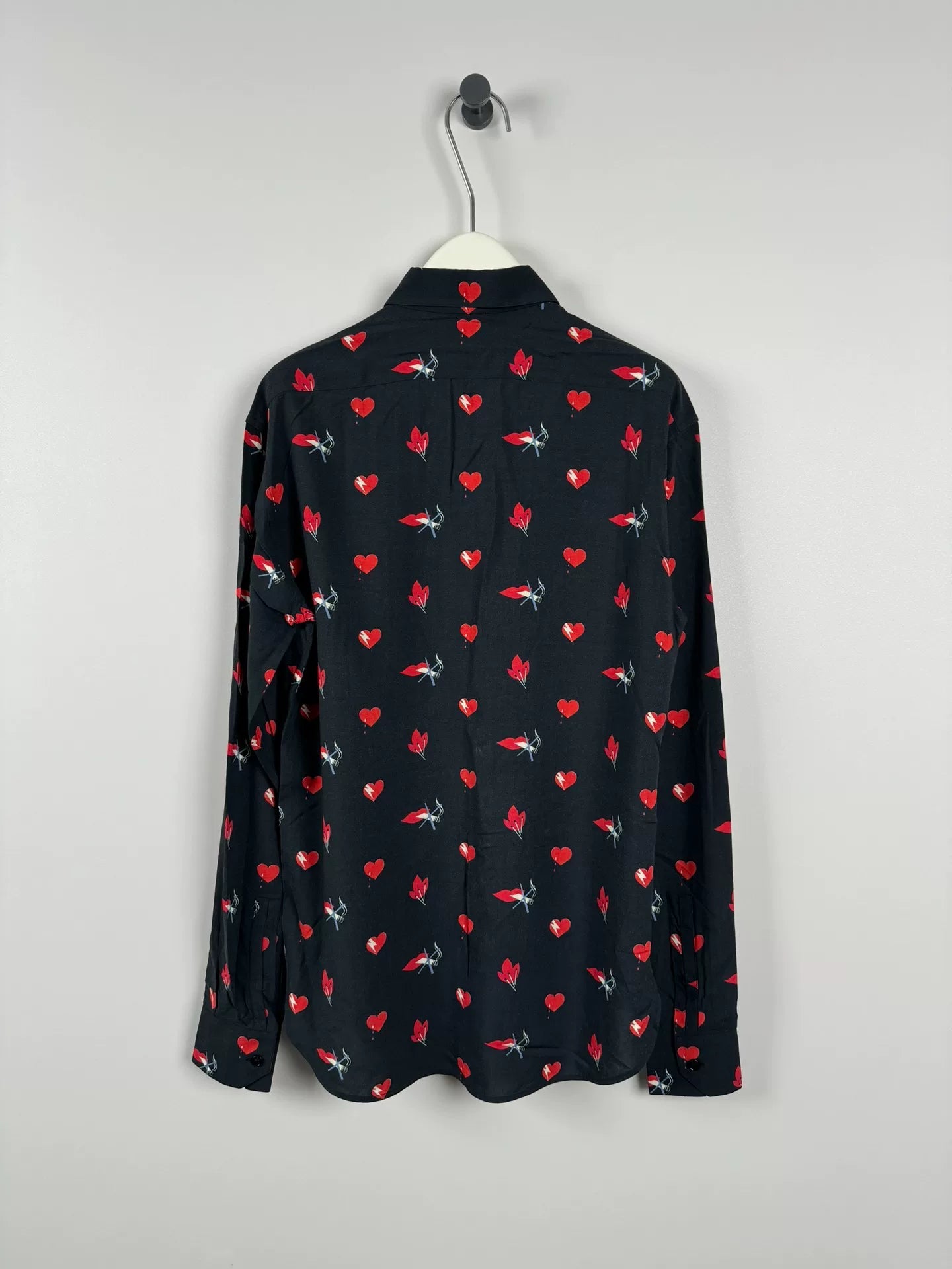 Saint Laurent Heart Print Silk Shirt