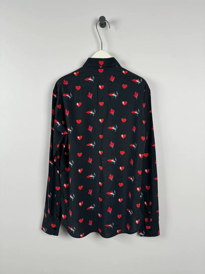 Saint Laurent Heart Print Silk Shirt
