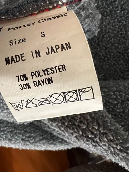 stylish gray fleece jacket with blue accents