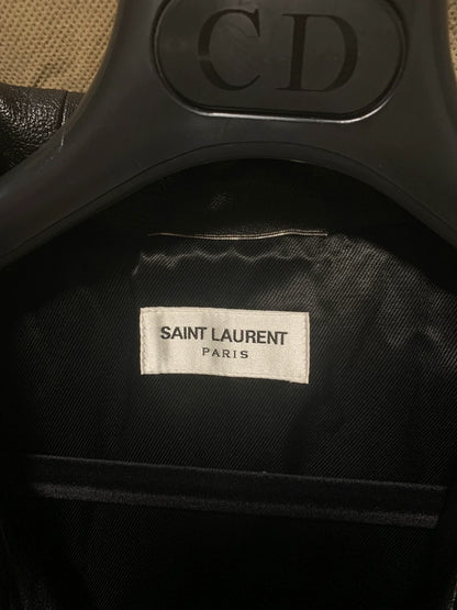 saint laurent black leather jacket size 48