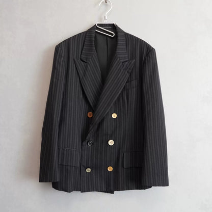 yohji yamamoto double-breasted pinstripe jacket