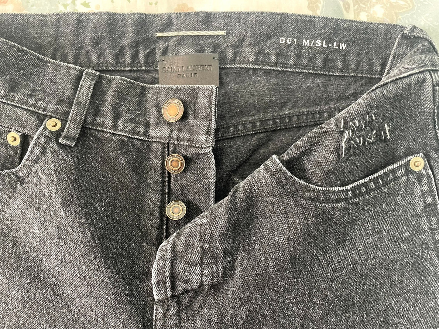 Saint Laurent Men's Distressed Black Jeans
