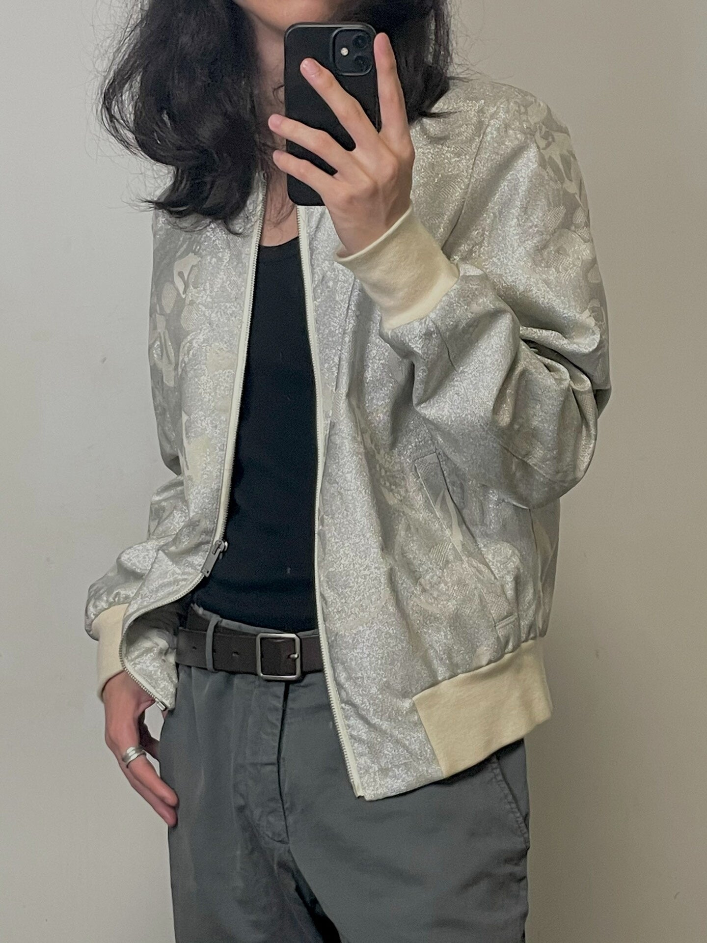 silver bomber jacket by alexander mcqueen
