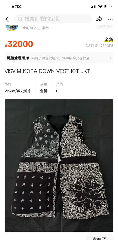 visvim kora down vest with patchwork design