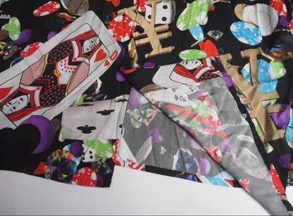 balenciaga black casino print short sleeve shirt