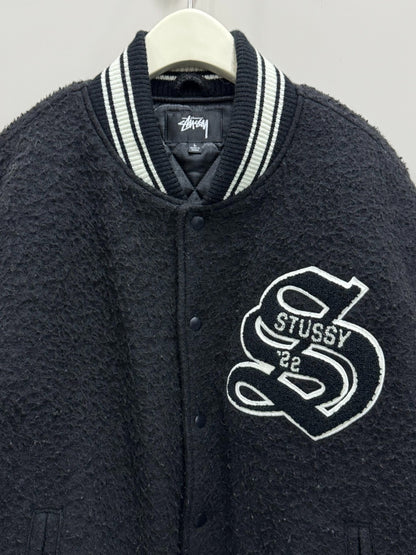 stussy wool embroidered bomber jacket size L