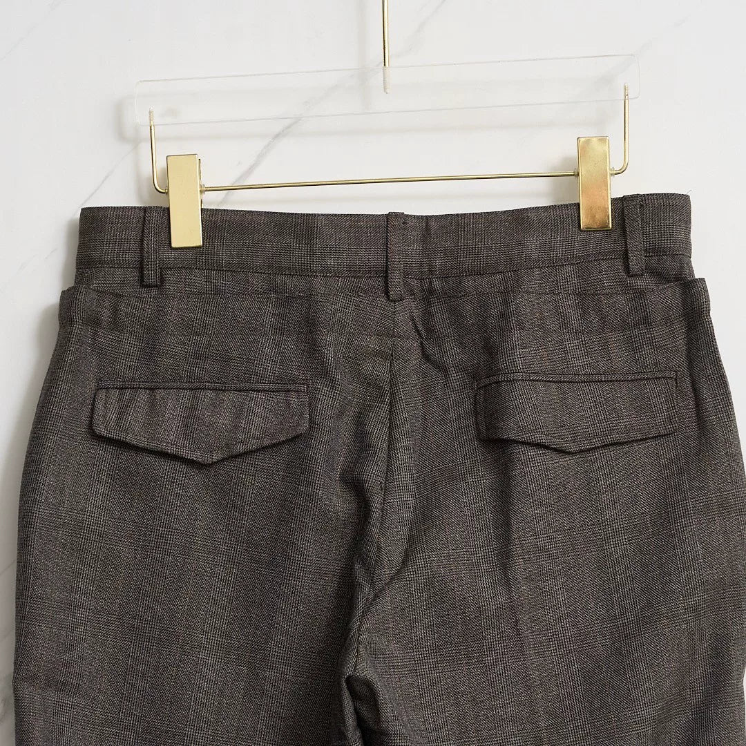 Saint Laurent Brown Check Drawstring Trousers