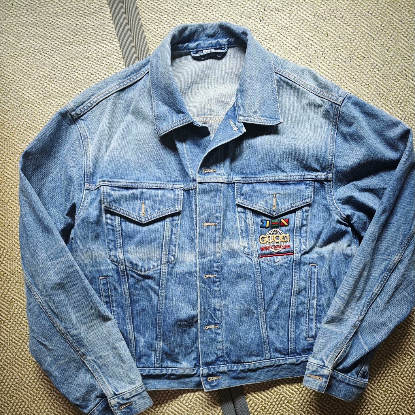 gucci vintage denim jacket with nautical patch