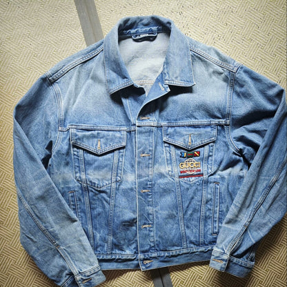 gucci vintage denim jacket with nautical patch
