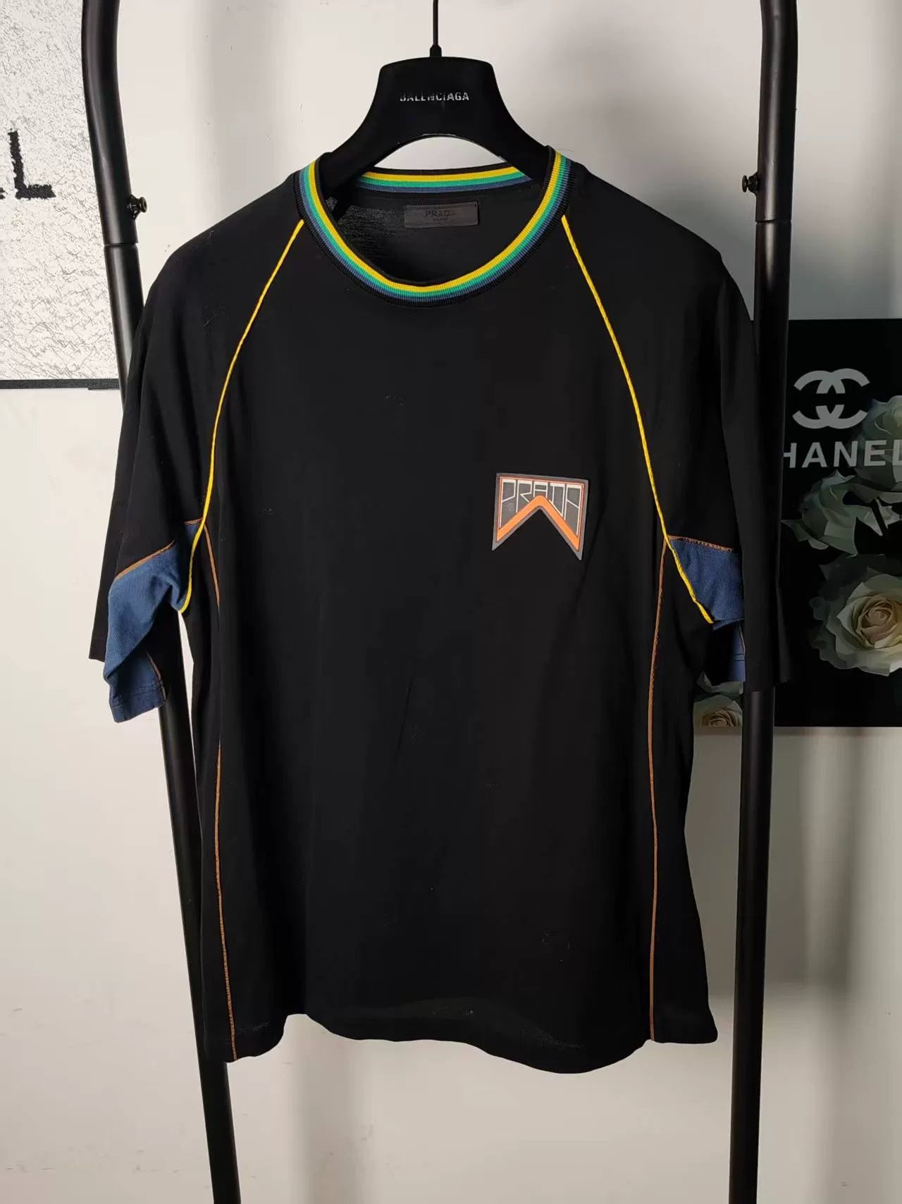 Prada Large Logo Short Sleeve Top