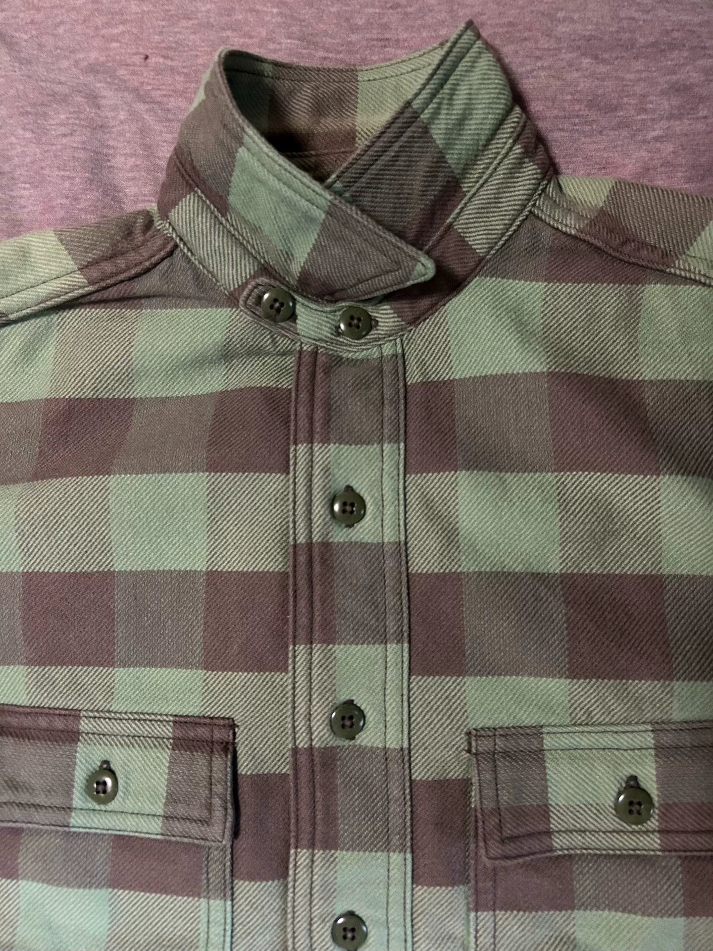 freewheelers green and gray flannel shirt