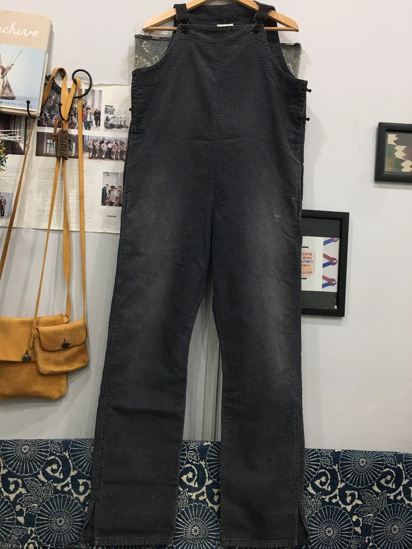 visvim g cords overalls in navy blue