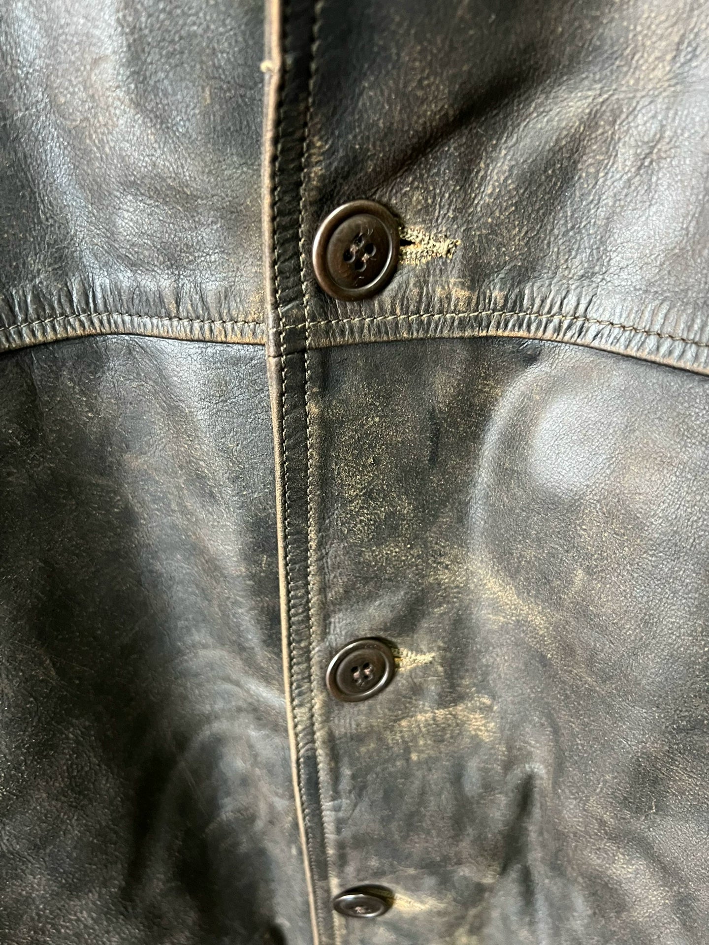 vintage rrl leather baseball jacket