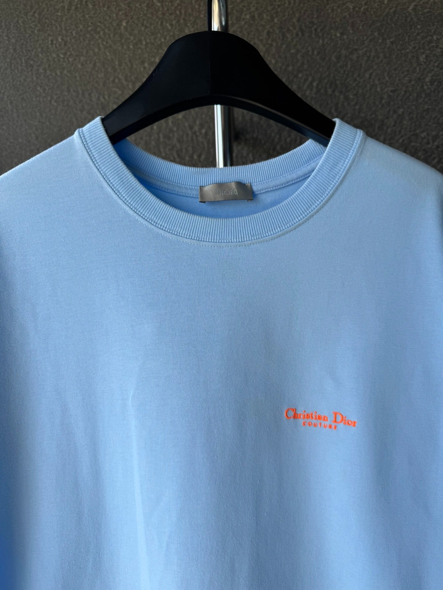 Dior Embroidered Blue Short Sleeve Shirt