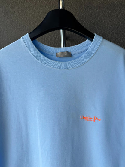 Dior Embroidered Blue Short Sleeve Shirt