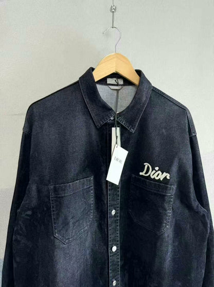 navy blue suede work shirt by Dior