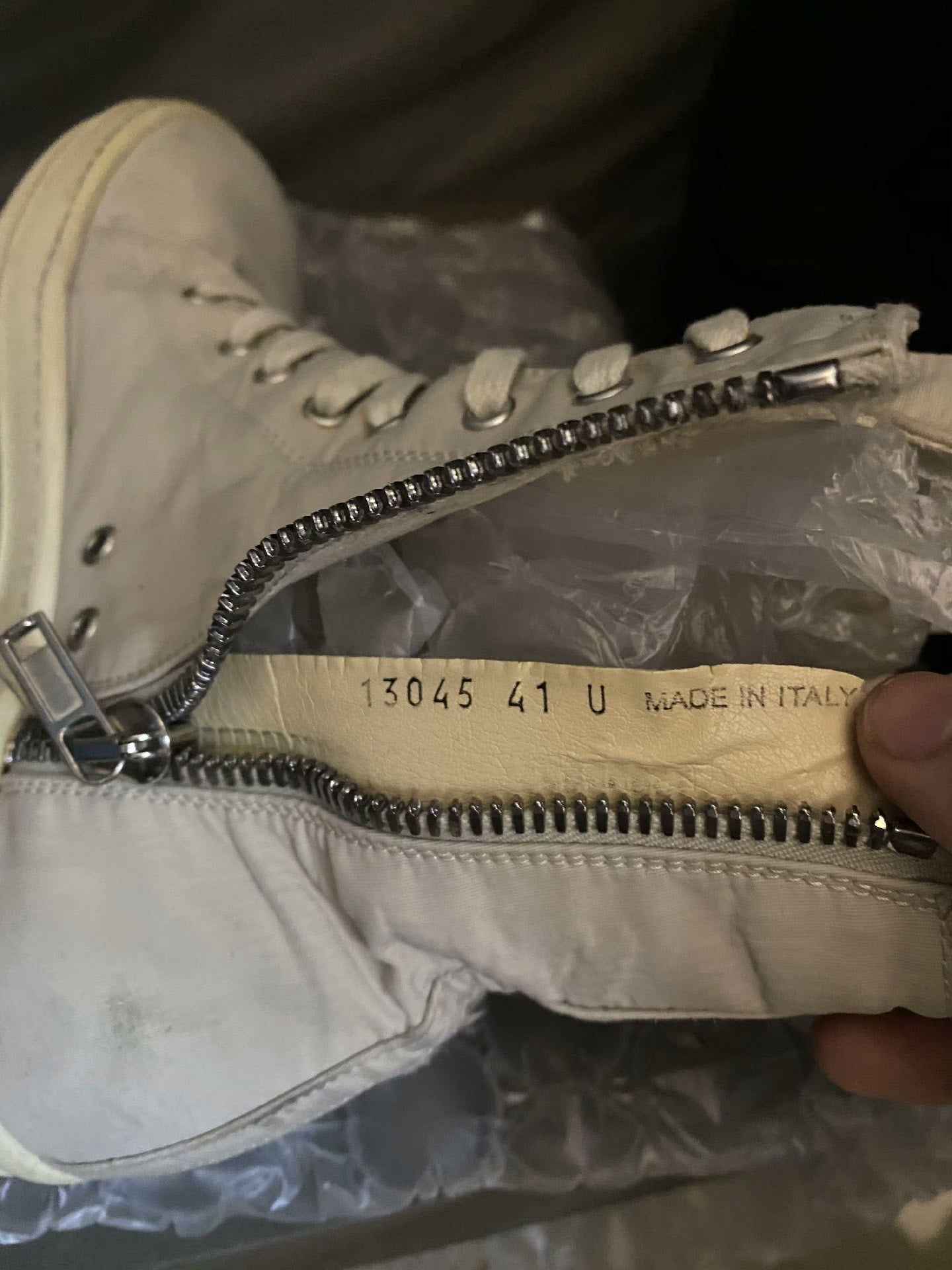 Rick Owens Milk White High-Top Sneakers