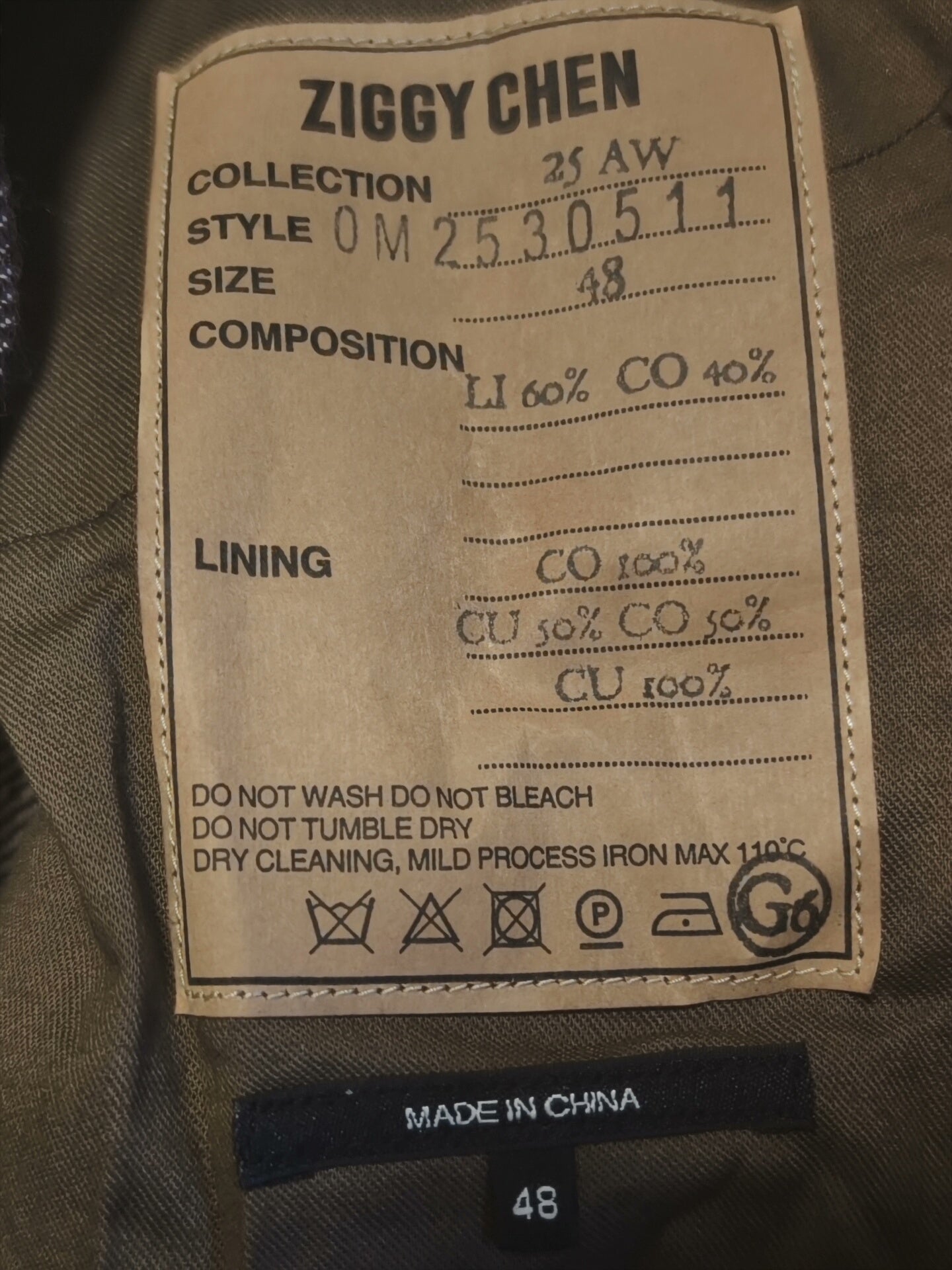 ziggy chen curved blade pants size 48