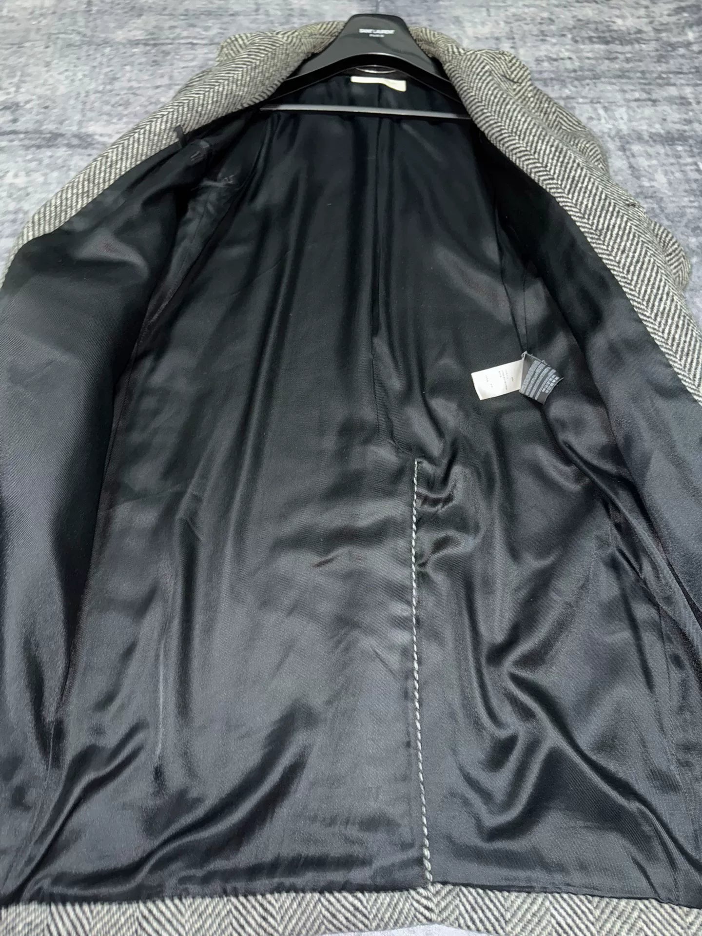 Saint Laurent Wool Houndstooth Coat