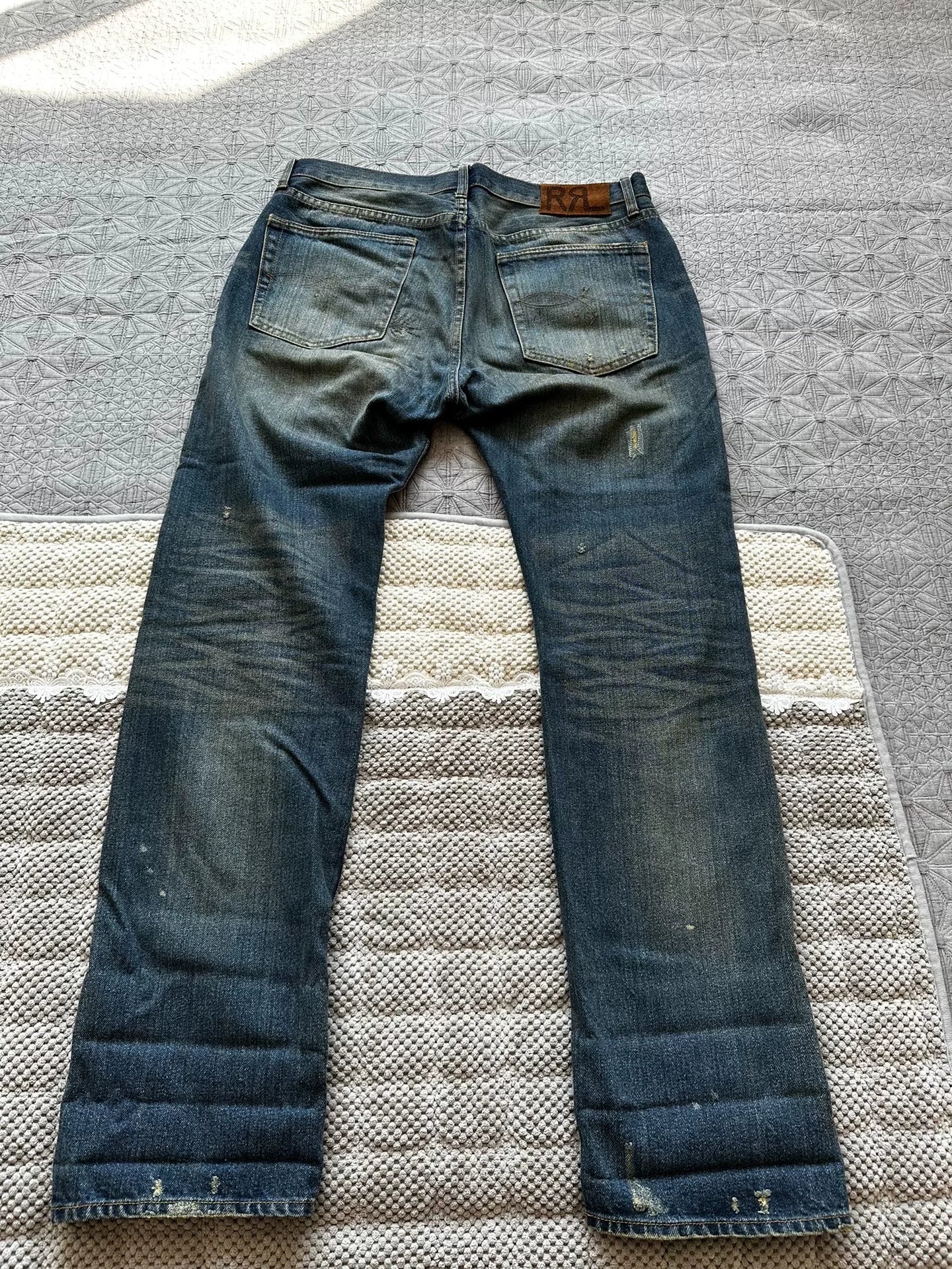 RRL Selvedge Distressed Patchwork Jeans